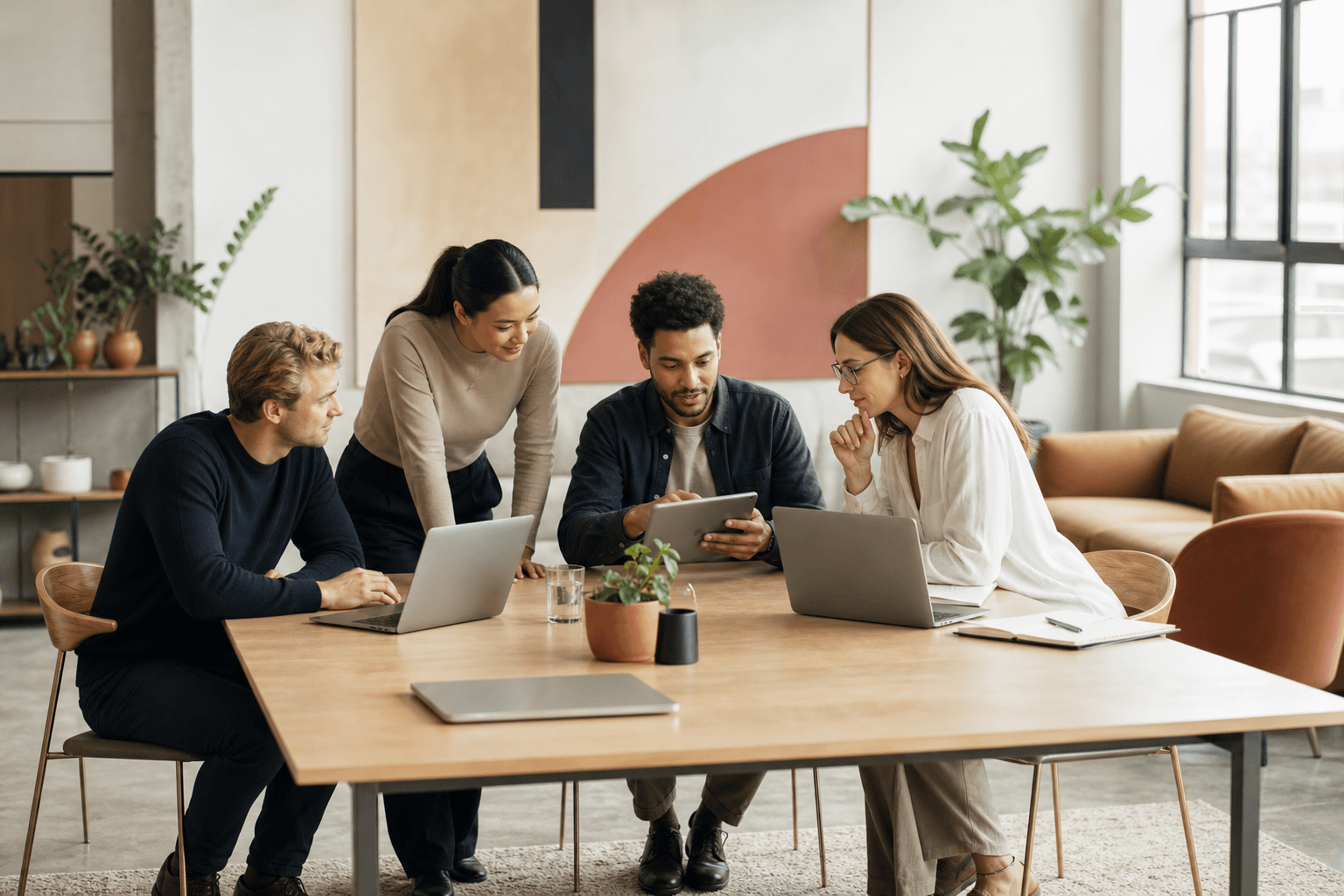 Equipo de marketing digital planificando una estrategia de captación