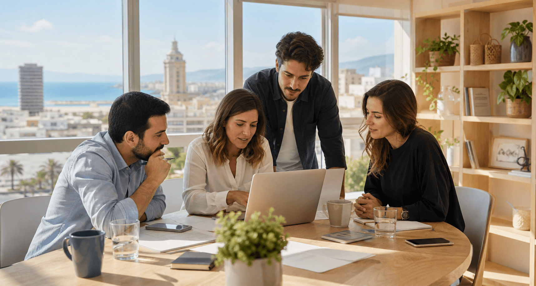 Equipo trabajando una estrategia de marketing digital en Málaga
