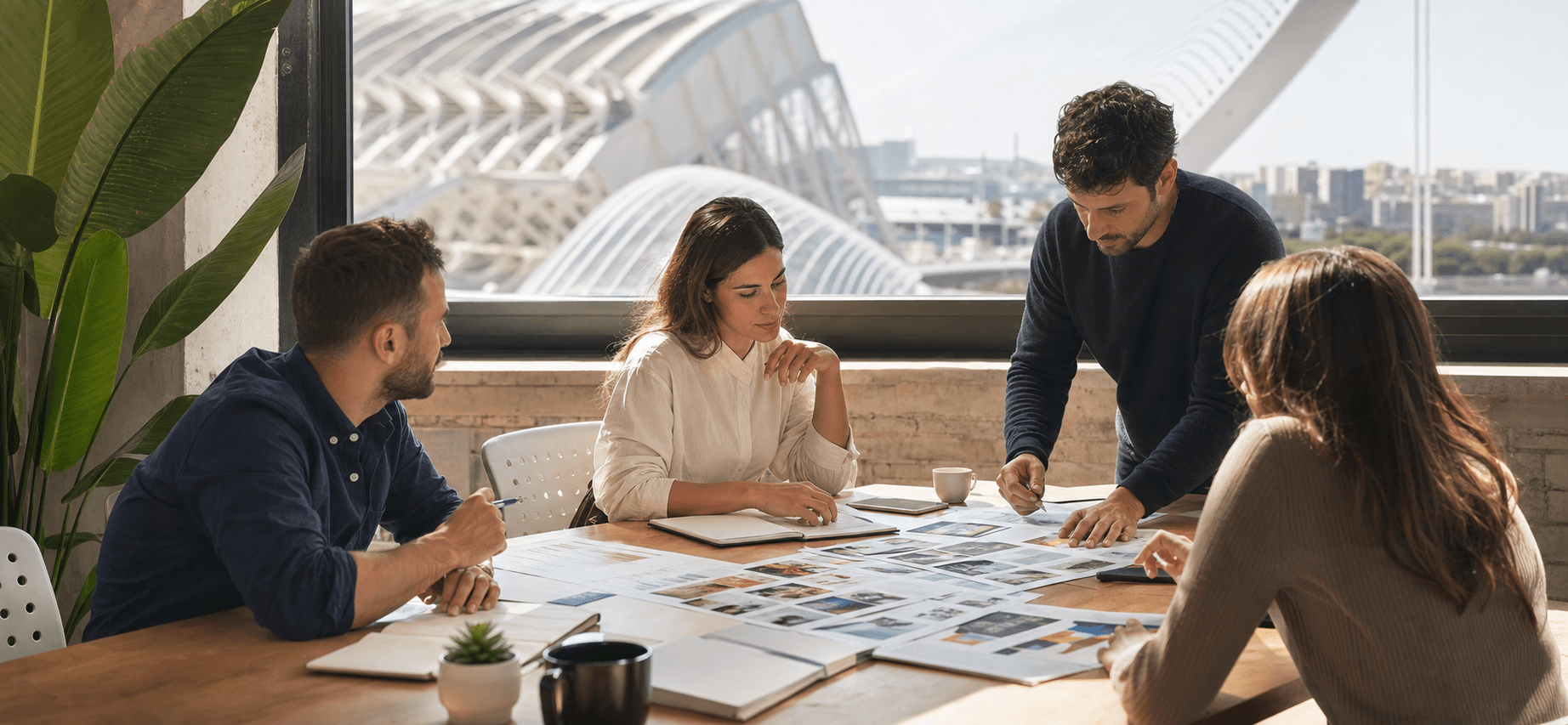 Equipo trabajando una estrategia de marketing digital en Valencia